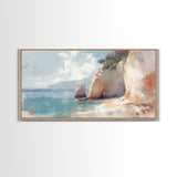 Whimsical Home Decor, Framed Canvas Print, Ireland Painting, Light and Airy Home Decor, Light Art, Nautical Seascape Landscape Painting