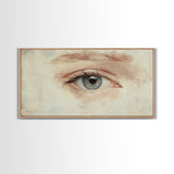 Closeup Study of an Eye Framed Canvas Print, Eye Oil Painting, Whimsical Home Decor, Paint of a Blue Human Eye