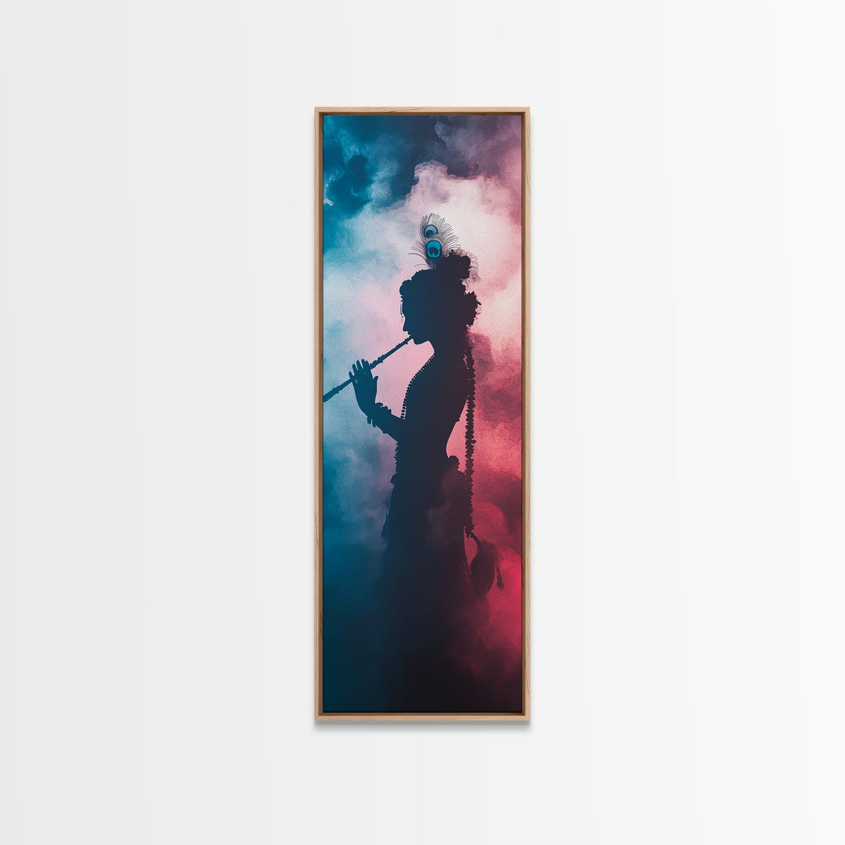 Radha Krishna Painting Print, Framed Canvas Print, Krishna Wall Art, Tall Vertical Art, Skinny Art, Indial Art, Krishna Painting