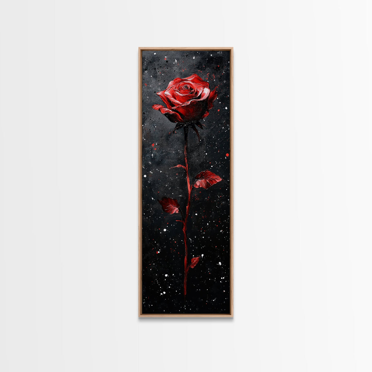 Red Rose Painting Framed Canvas Print, Gothic Art Dark Romance Painting, Tall Skinny Art Bedroom Decor, Moody Art Christmas