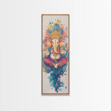 Ganesh wall art spiritual framed canvas print, Hindu god art, vibrant festival decor, meditation room art, sacred Indian home decor