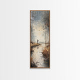 Fisherman painting peaceful landscape framed canvas print, autumn outdoor wall art, rustic decor, nature lovers gift, tranquil scene decor