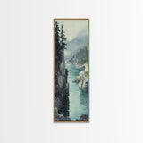 Framed Canvas Print Coastal Landscape Art Nautical Decor Tall Narrow Art Beach House Wall Art Perfect Above Couch Nautical Wall Art