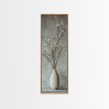 Framed Canvas Print Tall Skinny Art with Rustic Wildflower Painting, Botanical Wall Art, Wabi Sabi Art, Living Room Decor, Gift Idea Her