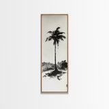 Canvas Print Black and White Palm Tree Painting Minimalist Tropical Wall Art, Wabi Sabi Art, Above Couch Decor, Tall Skinny Art Print