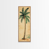 Framed Canvas Print Tall Skinny Palm Tree Art Nautical Coastal Decor, Beach-Inspired Tropical Wall Art, Guest Room Art, Gift Idea Her