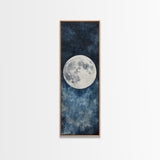 Framed Canvas Print Majestic Moon on Dark Sky, Coastal Inspired Wall Art, Nautical Home Decor, Large Wall Art Above Sofa Gift Him