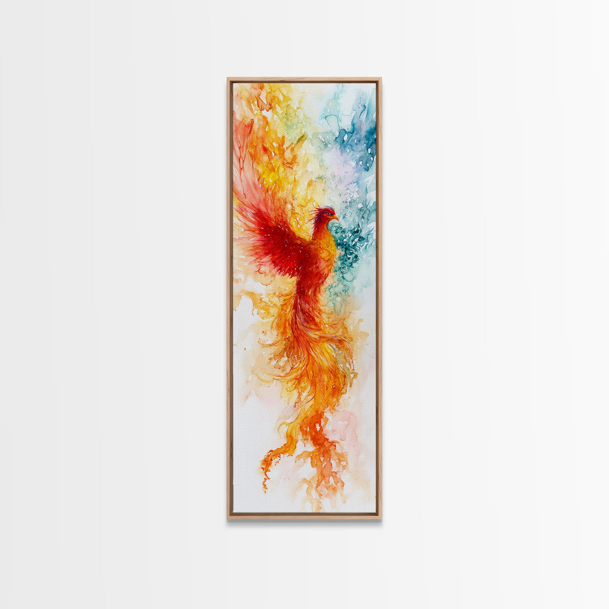 Ethereal Phoenix Rising from the Ashes in Subtle Pastel Shades – Mystical Bird Canvas Print, Ideal Wall Art for Calm and Cozy Spaces