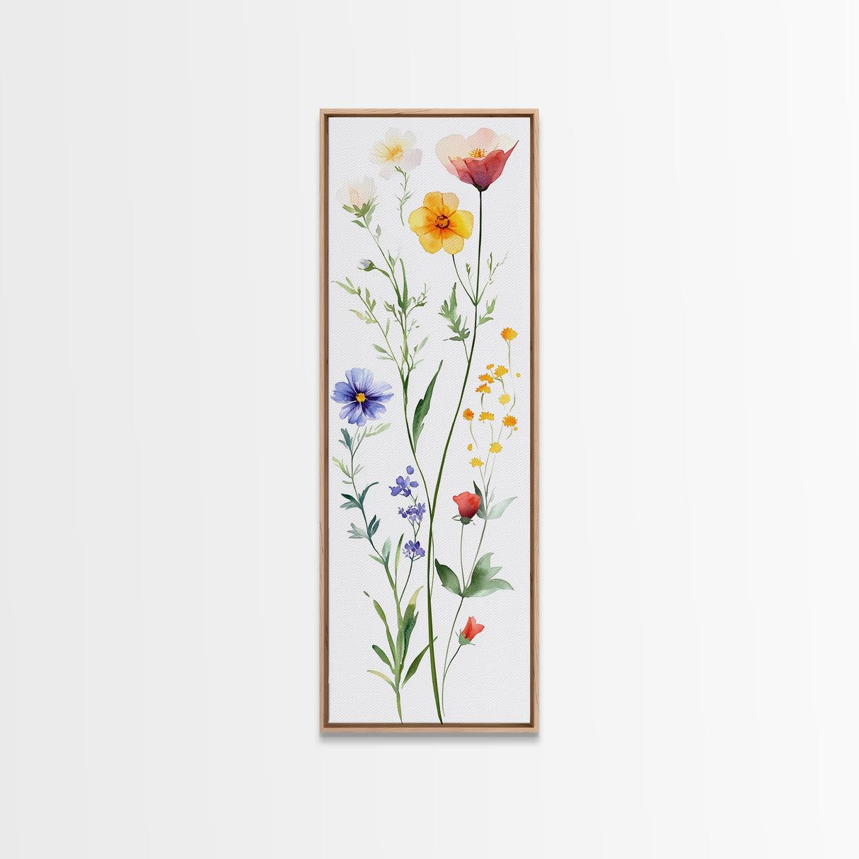 Boho Floral Botanical Print - Framed Canvas Print with Delicate Watercolor Wildflowers for Nature-Inspired Wall Art