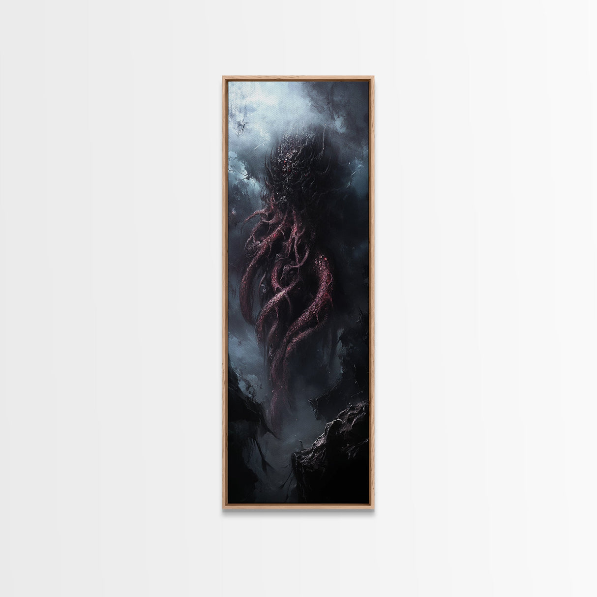 Cthulu Cosmic Horror Wall Art Canvas Print - Tall Skinny Narrow Wall Art - Accent Piece - Halloween Decor - Cosmic Horror Painting