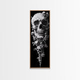 Skull Painting Print - Horror Decor - Witchy Decor - Tall Narrow Art - Framed Canvas Print - Skinny Wall Art - Skull Painting - Skull Wall Art