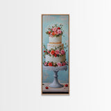 Wedding Decor Painting Print of a Wedding Cake - Framed Canvas Print - Wedding Decorations - Wedding Art - Tall Skinny Wall Art - Narrow Art