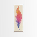 Funky Feather Painting Print - Framed Canvas - Home Decor - Tall Narrow Art - Feather Wall Art - Southwestern Decor