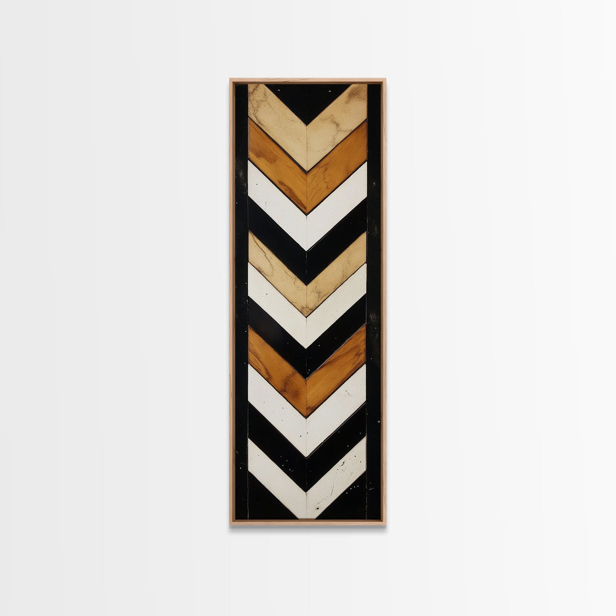 Retro Chevrons Wall Art - Framed Canvas Print - Mid Century Modern Wall Art - Unique Home Decor - Tall Narrow Art - Skinny Art