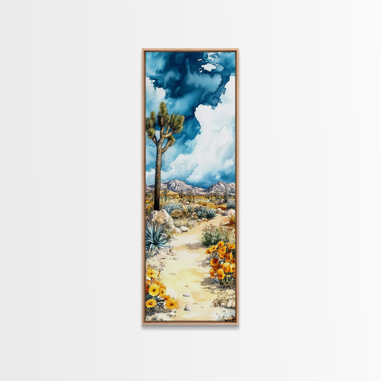 Joshua Tree California Watercolor Painting Print - California Art - Tall Skinny Art - Narrow Art - Joshua Tree Painting - Joshua Tree Art