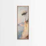 Victorian Landscape Oil Painting Print, Tall Skinny Wall Art, Coastal Painting, Coastal Landscape Art, Italian Seaside Painting, Narrow Wall Art