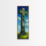 Oil Painting Print of a Celtic Cross, Irish Wall Art, Tall Narrow Art, Skinny Art, Wall Art For Small Spaces, Small Art, Ireland Art, Celtic Cross Art