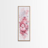 Elegant Perfume Bottles Framed Canvas Print Pink Abstract Art Wabi Sabi Decor Light Pink Bedroom Artwork Feminine Minimalist Wall Art