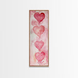 Watercolor Dripping Hearts Framed Canvas Print, Romantic Pink Abstract Art, Light Pink Wall Decor Valentine’s Day Gift Bedroom Art