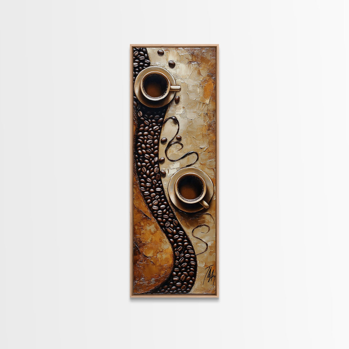 Rustic Coffee Art Framed Canvas Print Espresso Martini Kitchen Wall Art Farmhouse Coffee Lover Decor Long Narrow Rustic Art