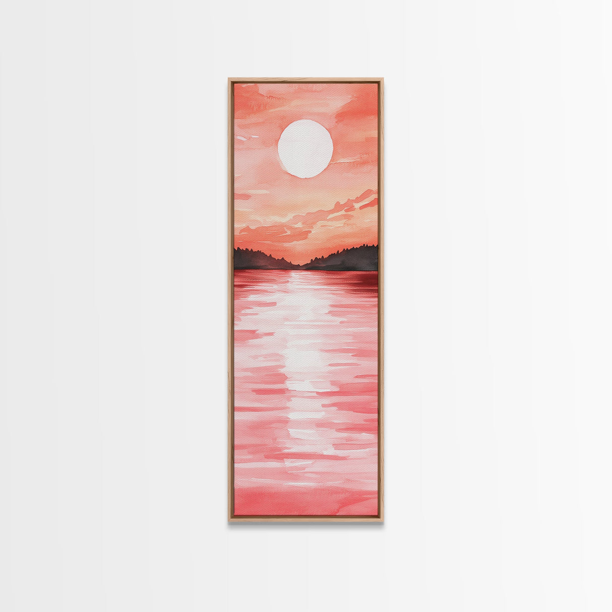 Sunset Canvas Print Coastal Landscape Art Rustic Decor Horizontal Wall Art Bedroom Gift Idea Light Pink Aesthetic Nature Painting