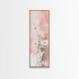 Daisy Canvas Print Wildflower Painting Rustic Floral Art Farmhouse Decor Light Pink Vertical Wall Art Bedroom Gift Idea Botanical Prints