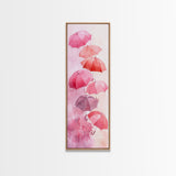 Light Pink Umbrella Canvas Print Above Sofa Art Long Narrow Wall Art Whimsical Art Cherry Blossom Painting Pink Abstract Art Vertical