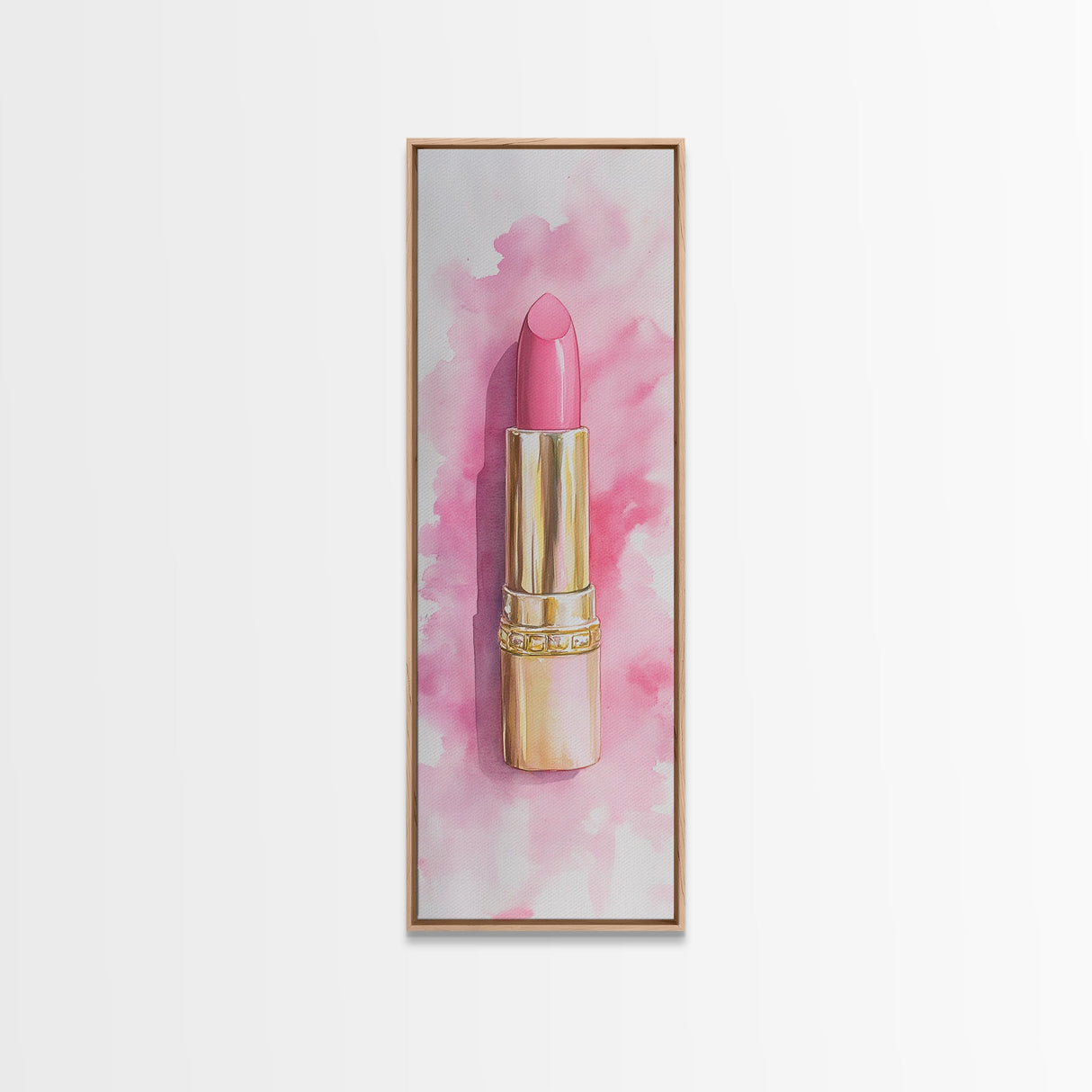 Pink Lipstick Canvas Print Feminine Pink Abstract Art Light Pink Wall Art Whimsical Art Rustic Decor Vertical Gift Idea Above Sofa