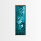 Textured Brushstroke Framed Canvas Print in Bold Teal, Geometric Wall Art, Vertical Wall Art, Coastal Decor, Bedroom Art, Gift Idea