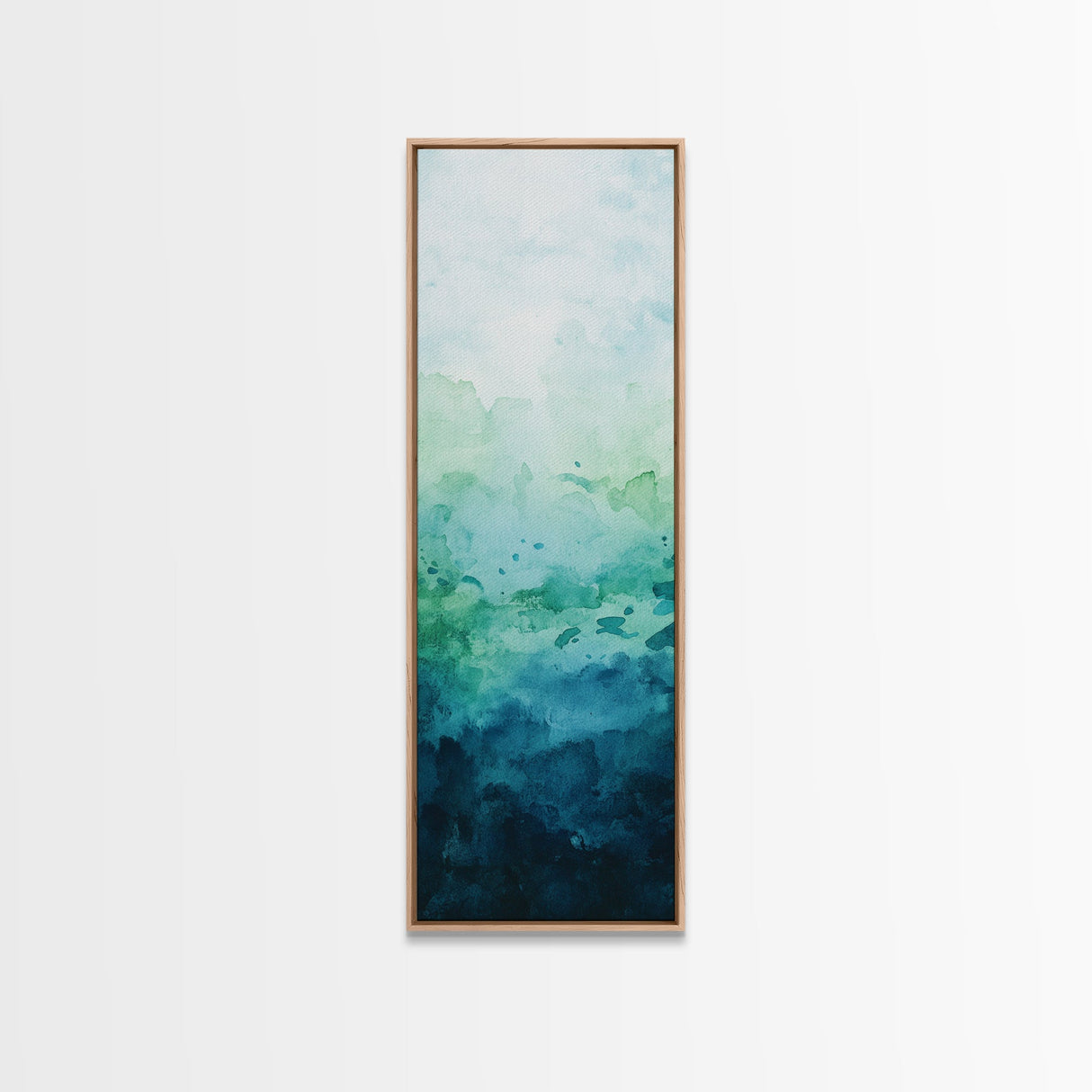 Gradient Watercolor Framed Canvas Print in Green and Blue, Sage Green Wall Art, Minimalist Art, Bedroom Art, Living Room Art