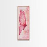 Butterfly Side View Framed Canvas Print Pink Wall Art Light Pink Wall Art Vertical Wall Art Rustic Decor Above Couch Art