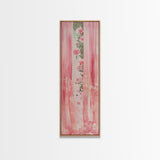 Pink Floral Curtains Framed Canvas Print Whimsical Art Light Pink Wall Art Vertical Wall Art Minimalist Art Rustic Decor Gift