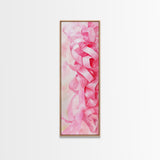 Pink Ribbons Canvas Print Abstract Feminine Wall Art Whimsical Vertical Decor Skinny Boho Gift Idea Light Pink Aesthetic