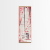 Sunlit Cherry Blossoms by Window Canvas Print, Whimsical Pink Botanical Wall Art, Rustic Aesthetic Decor, Bedroom or Living Room Accent