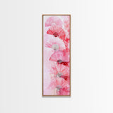 Elegant Hand Fans Framed Canvas Print Chinoiserie Wabi Sabi Wall Art Vertical Pink Decor Skinny Tall Art Light Pink Wall Art