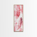 Elegant Feather Art Framed Canvas Print Boho Wabi Sabi Decor Vertical Wall Art Minimalist Feather Design Light Pink Wall Art