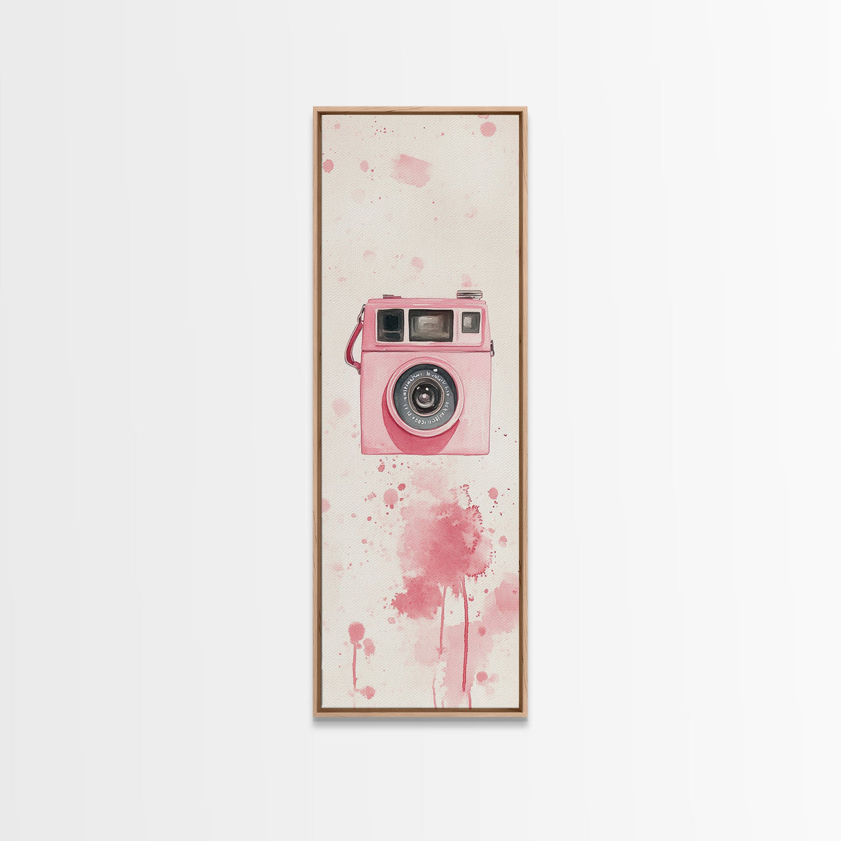 Retro Pink Camera Canvas Print Whimsical Wall Art Photography Lover Gift Living Room Art Vertical Pink Abstract Minimalist