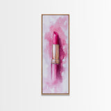 Classic Pink Lipstick Canvas Print Feminine Wall Art Makeup Lover Gift Light Pink Rustic Decor Vertical Artwork Girly Aesthetic