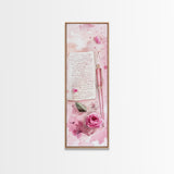 Romantic Pink Rose Painting Framed Canvas Print, Light Pink Wall Art, Floral Bedroom Art, Gift Idea For Her, Rose Botanical Prints