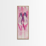 Pink Stilettos Painting Framed Canvas Print Fashion Wall Art Feminine Decor Living Room Artwork Vertical Wall Accent Gift Idea Art
