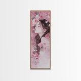 Romantic Rose Girl Painting Framed Canvas Print Pink Wall Art Bedroom Decor Feminine Rose Painting Above Bed Artwork Gift Idea
