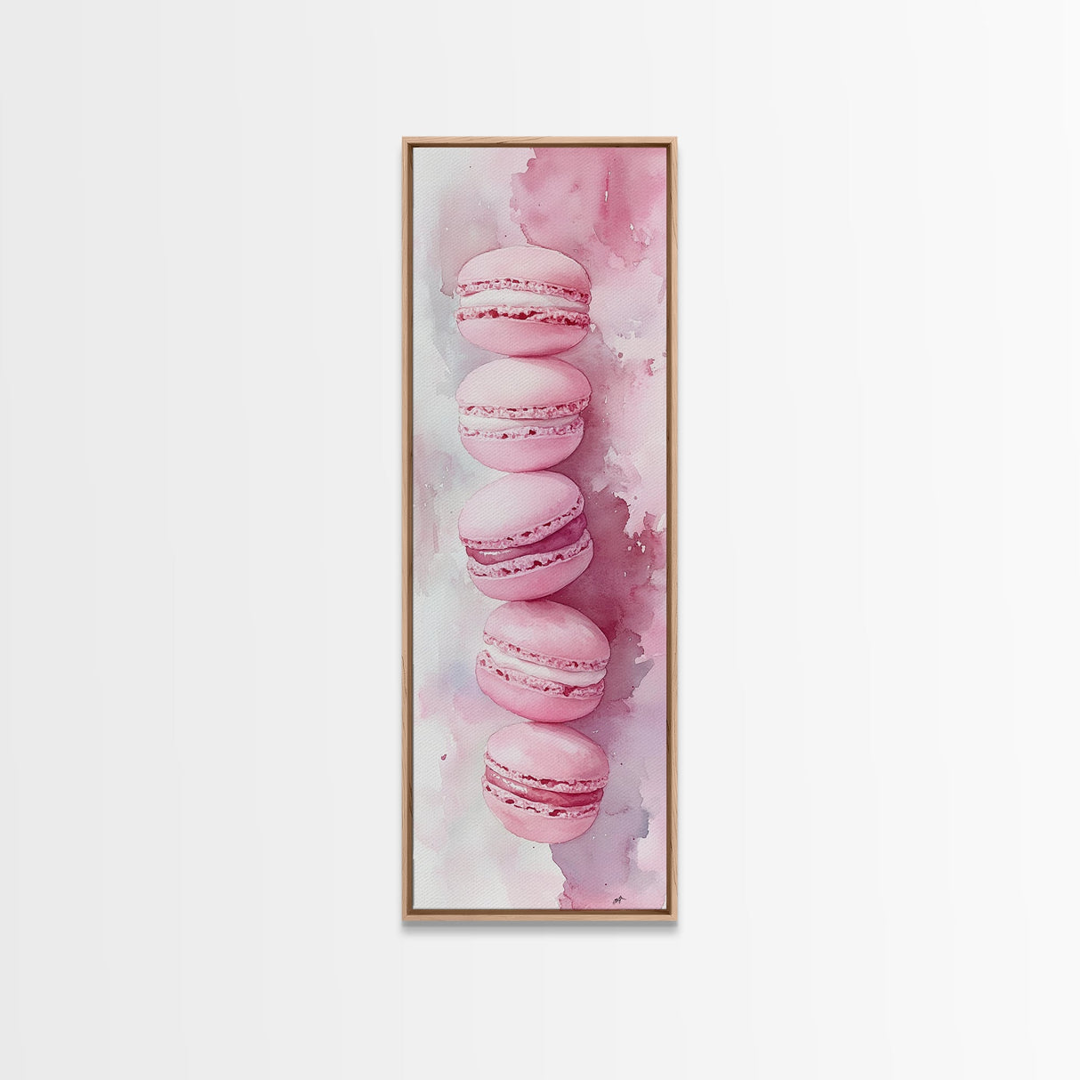 French Macaron Illustration Framed Canvas Print Pastel Kitchen Wall Art Food Art Rustic Decor Gift Idea Kitchen Home Accent Art