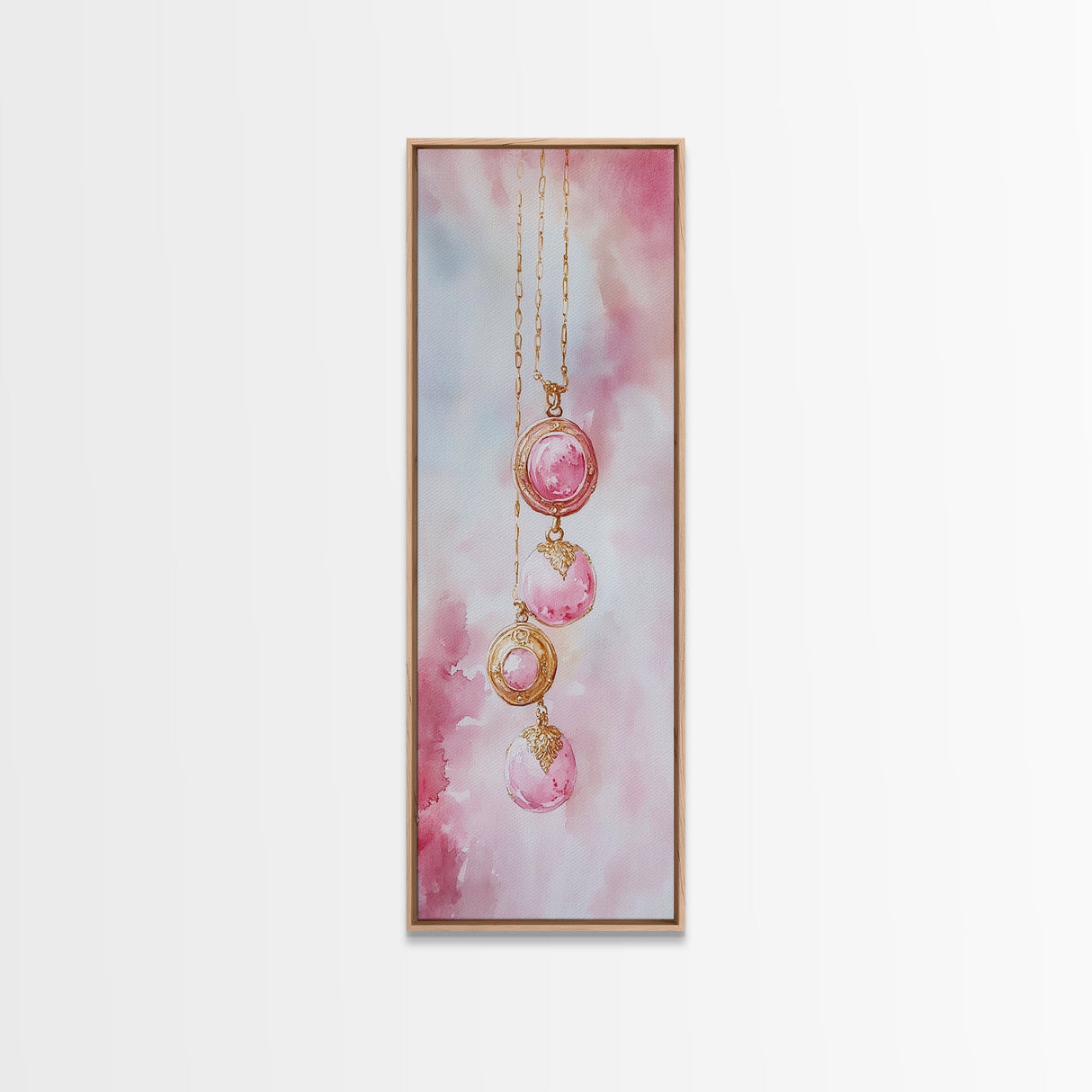 Pearl Necklace Watercolor Canvas Print Pink Wall Art Glamour Bedroom Decor Romantic Wabi Sabi Aesthetic Art