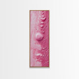 Pink Texture Abstract Framed Canvas Print, Minimalist Blotter Art in Light Pink Tones, Skinny Wall Art for Modern Bedroom or Office
