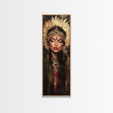 Golden Goddess Framed Canvas Print, Afrocentric Art Print with Ornate Detail, Dark Romance Wall Art for Eclectic Living Room Decor