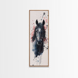 Black Horse Portrait Canvas Print Rustic Farmhouse Art Horse Wall Art Tall Skinny Art Vertical Rustic Living Room Wall Decor