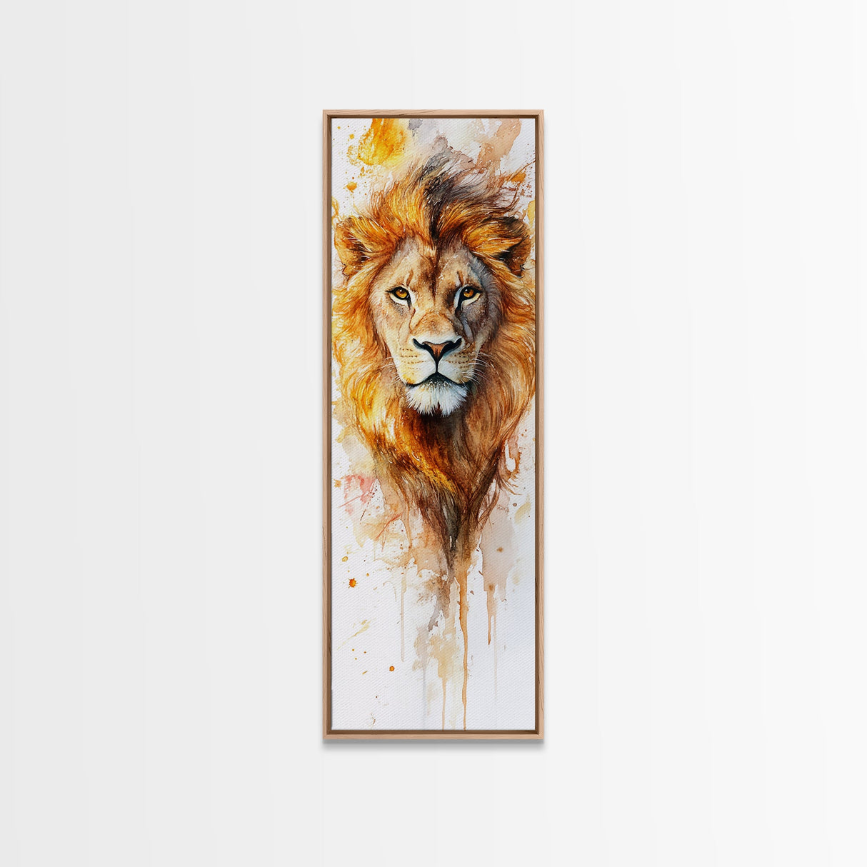Majestic Lion Portrait Framed Canvas Print Featuring Bold African Art Style, Perfect for Rustic or Wildlife-Inspired Interiors