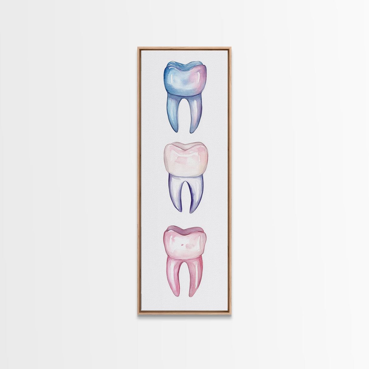 Whimsical Rainbow Teeth Canvas Print, Dentist Office Vertical Wall Art, Vibrant Dental Art Print for Gift Ideas