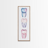 Whimsical Rainbow Teeth Canvas Print, Dentist Office Vertical Wall Art, Vibrant Dental Art Print for Gift Ideas