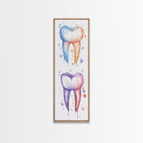 Watercolor Teeth Canvas Print, Dentist Office Vertical Wall Art, Vibrant Dental Art Print for Gift Ideas